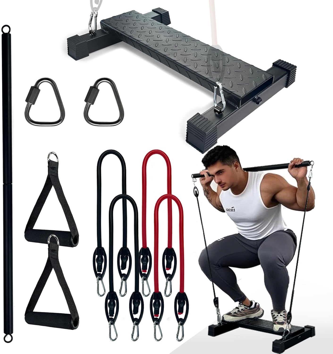 Multifunctional Steel Calf Raise Bar, Wide Standing Calf Raise Block for Calves Stretching, Foot Stretch Platform, Anti-Slip Squat Machine for Home Gym Workout