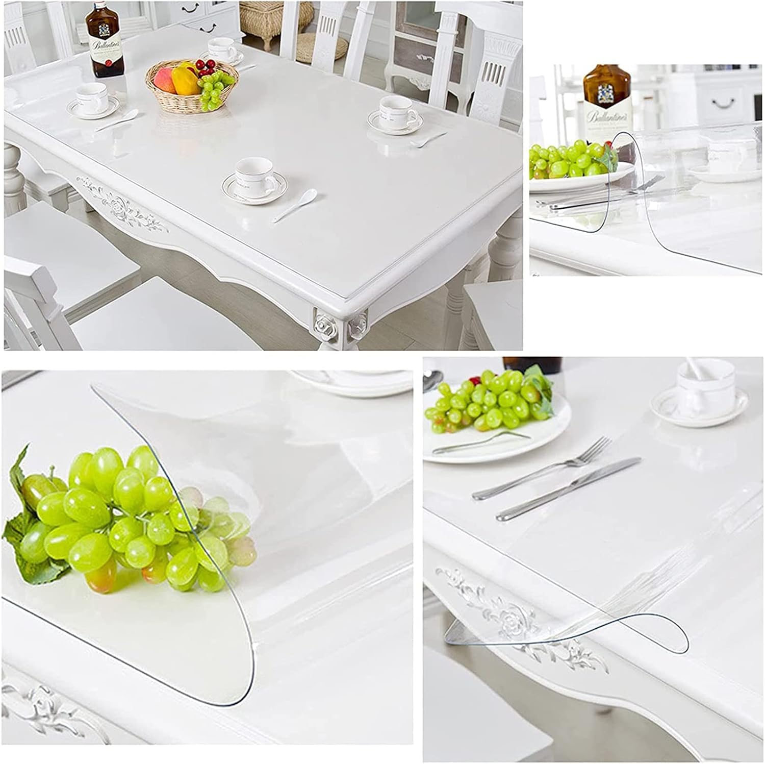 C Tovaglia impermeabile in PVC da 1,5 mm, protezione rettangolare tagliabile, 160 x 180 cm / 62.99x70.87in, facile da pulire, perfetta per cene, feste ed eventi