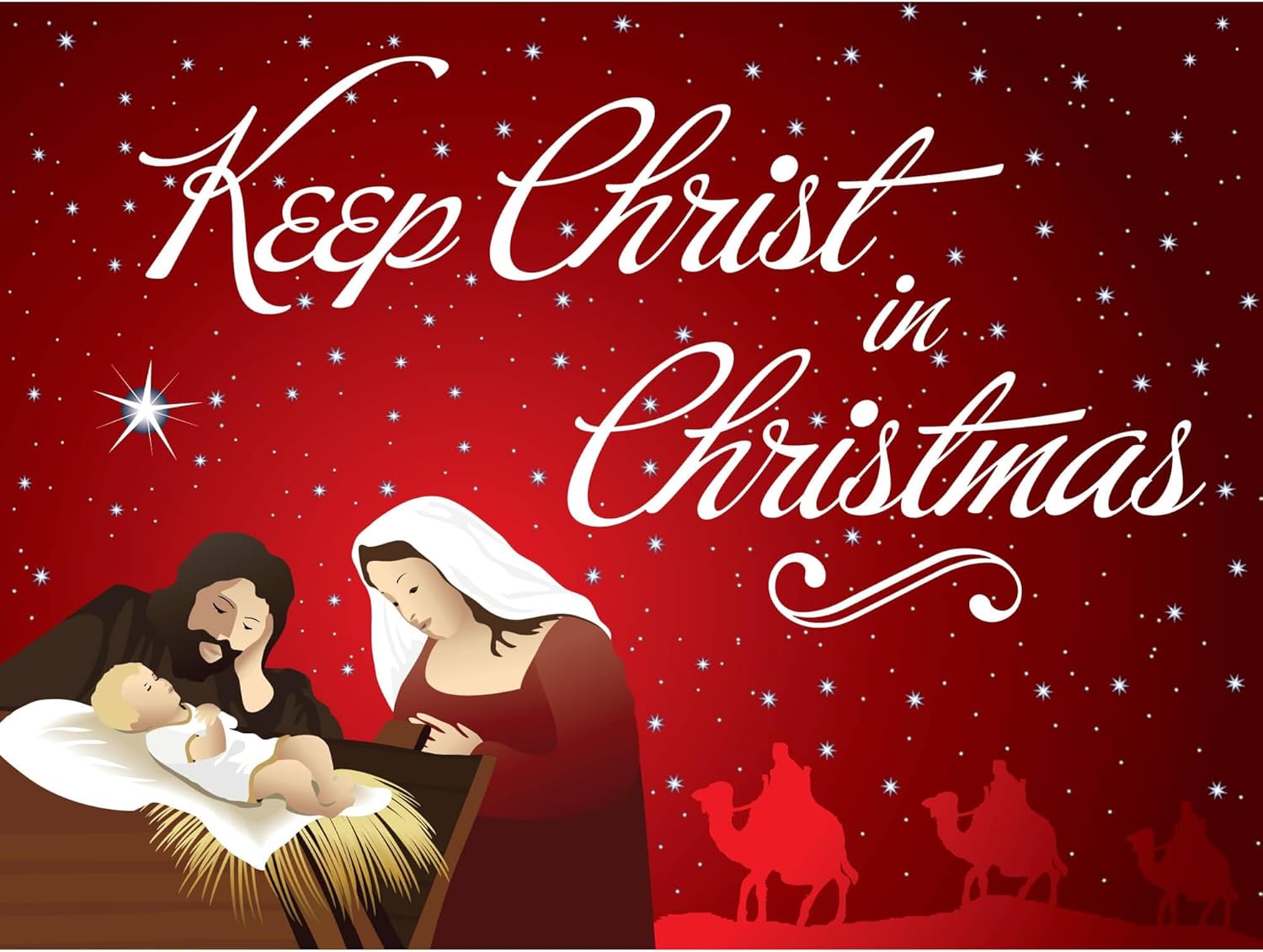 Keep Christ in Christmas Sign Christmas Outdoor Decorations Double Sided Yard Lawn Signs with Metal Stand Decor for Church Home Business Stores Party 18 x 24