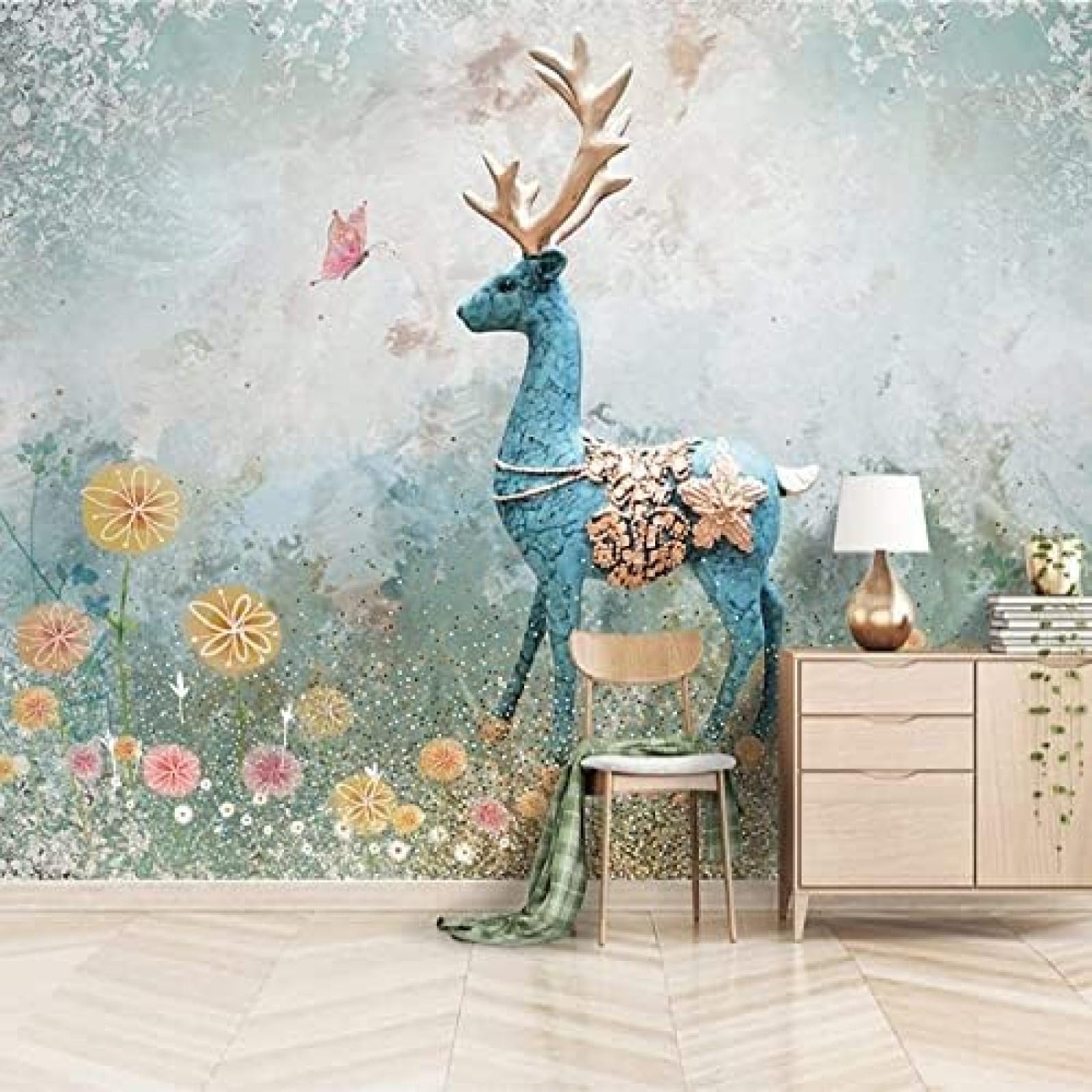 Papier peint 3D XLMING pour rénover un mur abîmé de salon avec un motif intissé