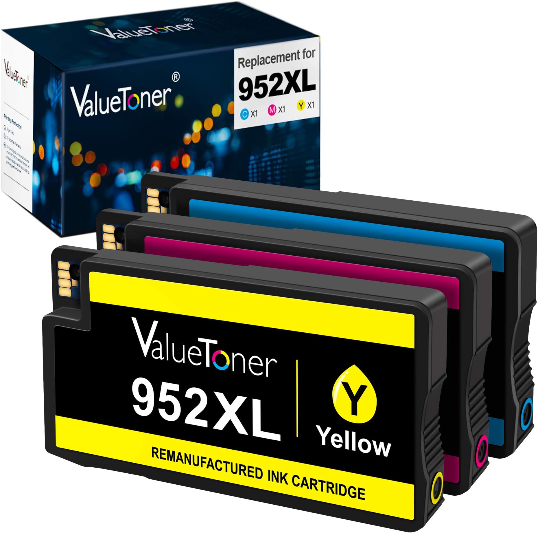 Valuetoner Remanufactured Ink Cartridges Replacement for HP 952 XL 952XL 952 High Yield for OfficeJet Pro 8710 8720 7740 8740 7720 8715 8702 Printer (1 Cyan,1 Magenta,1 Yellow, 3 Pack)
