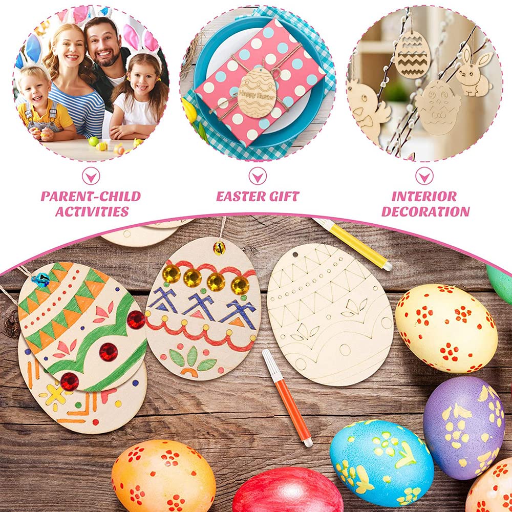 Lot De 264 Pendentifs En Bois De Pâques À Peindre, Bricolage De Pâques