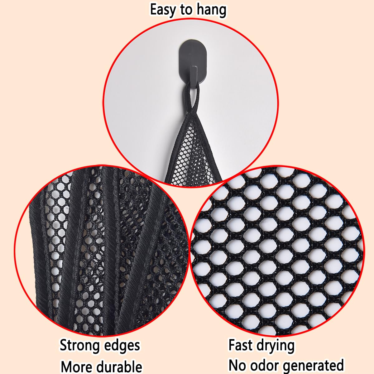Lot de 6 torchons en Maille de qualité supérieure pour Cuisine, séchage Rapide, Filet à Vaisselle et récureur, sans Commande, pour Laver la Vaisselle, Noir, 30,5 x 30,5 cm