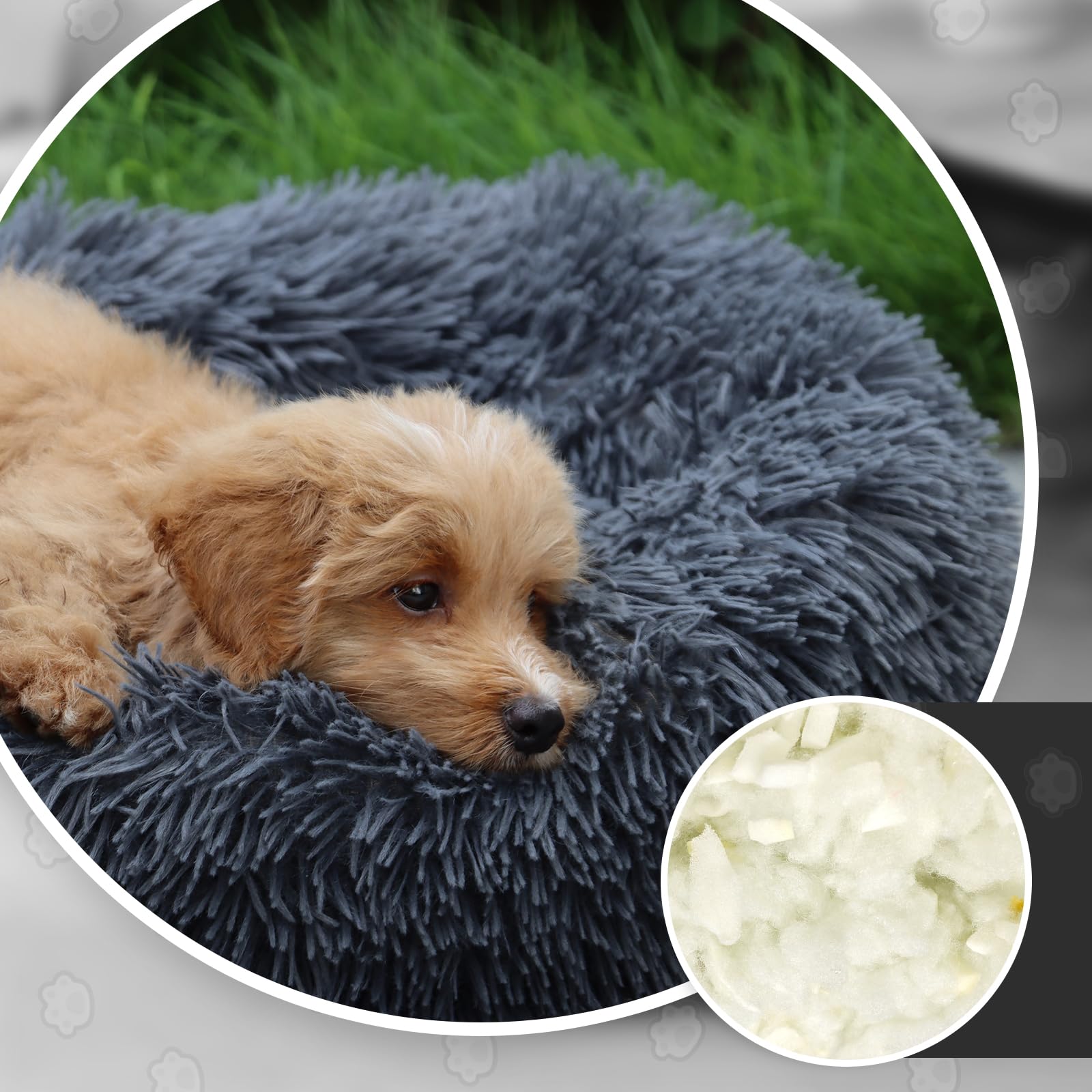 MDDK DY Cuccia Cane Interno, Cuccia Gatto Morbido Lavabile e Confortevole, Cuscino Cane Taglia Media e Grande,Letto Per Gatti e Cani Domestici a Ciambella (70 * 23CM Grigio Scuro)