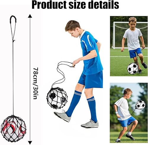 Miniatura 2 de 3 Packs Football Kick Trainer, Soccer Return Trainer Net Fits Ball Size 3, 4, 5, Hands-Free Football Kick Throw Solo Practice Training Aid,