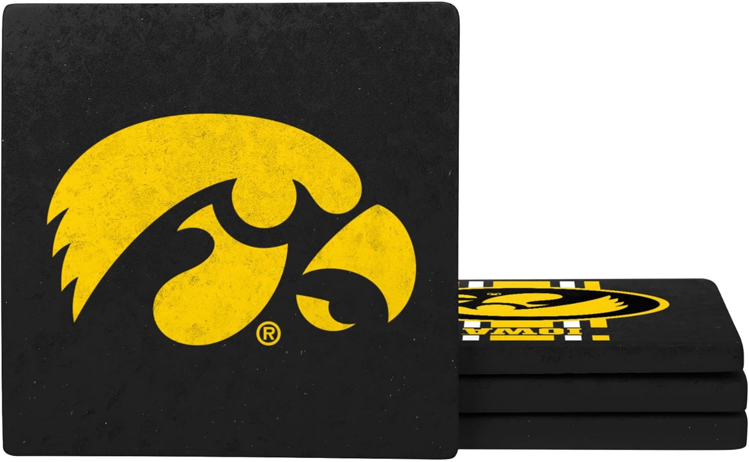 FOCO NCAA Official 4-Pack Beverage Drink Stone Coaster Set (Iowa Hawkeyes) - Image 3