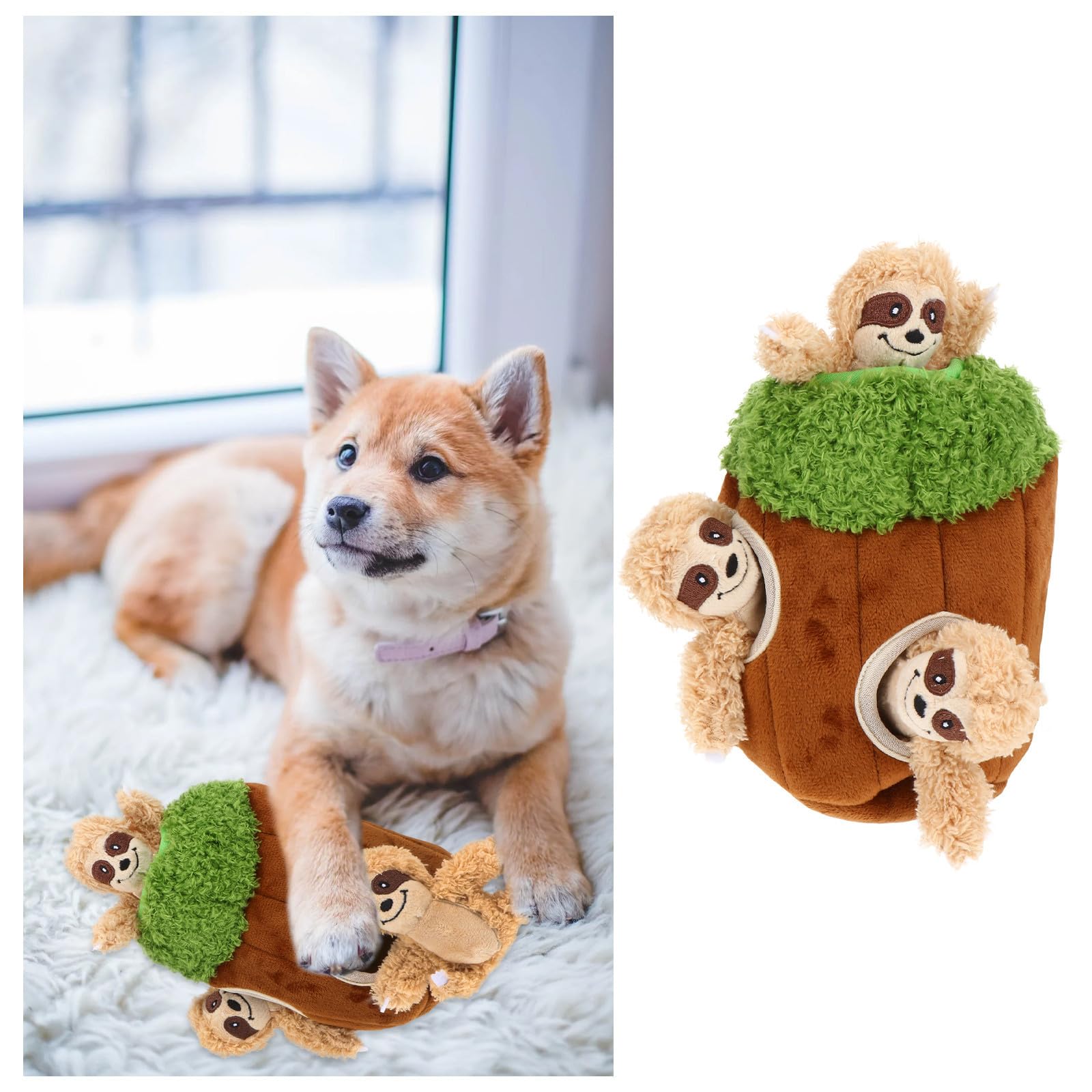 Giocattoli per Cani in Peluche 4 Pezzi Suono a Scricchiolio, Giochi da Masticare a Forma di Animali per Attività di Nascondino e Compagnia per Animali Domestici