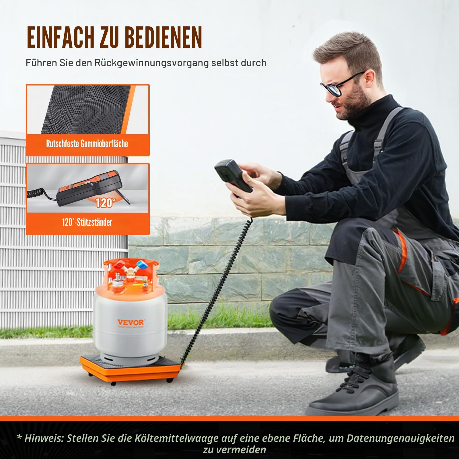 VEVOR Kältemittelwaage 100 kg Laderückgewinnung Freonwaage, mit Kabelgebundener Fernbedienung, 5 g Hochpräzise Elektronische Digitale Rückgewinnungsgewichtswaage mit Koffer und Trockenbatterie