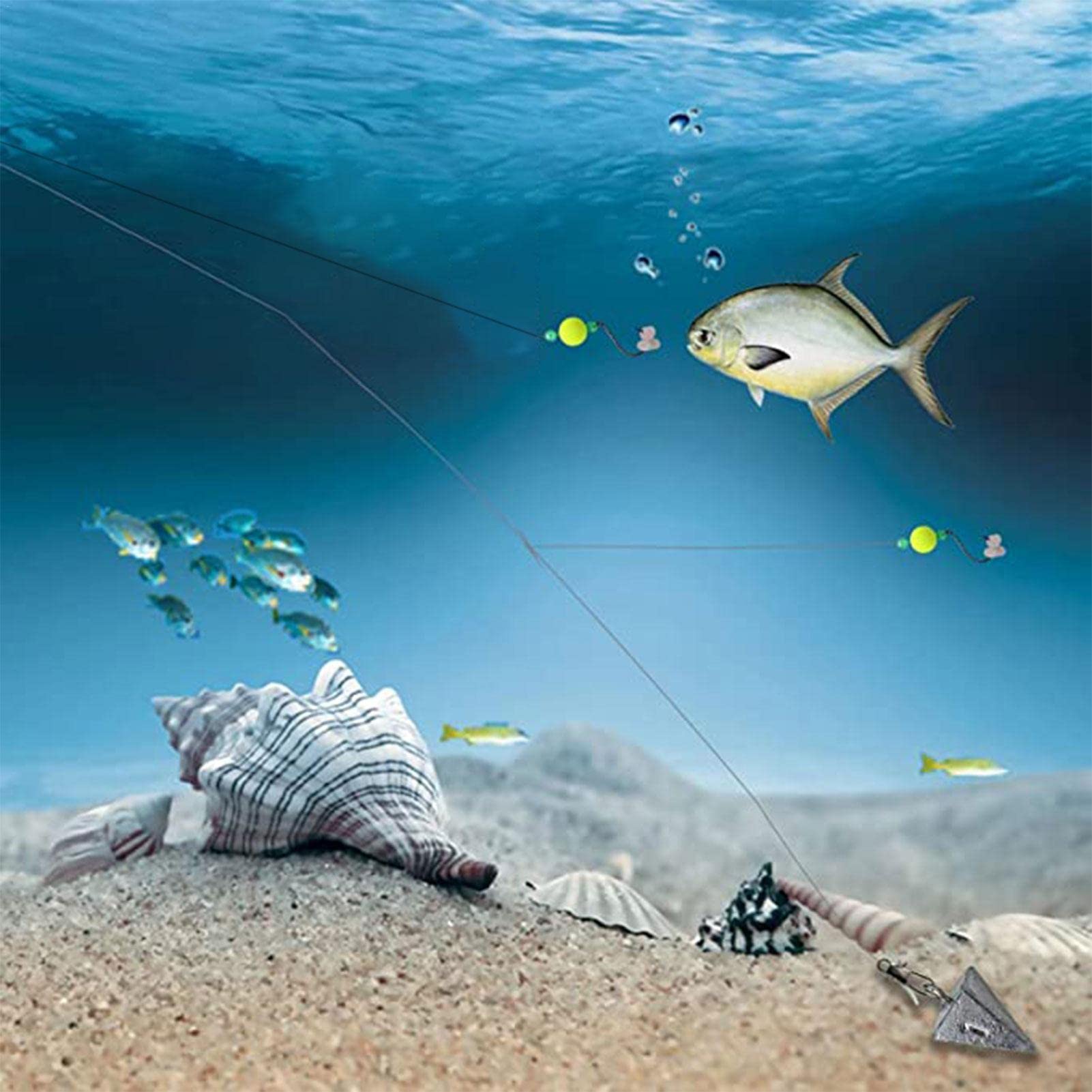 Perline di Lenza - 100 Pezzi a Bagliore Luminoso a Colori Misti | Lenza da Pesca Colorata in Gomma Morbida per Acqua Salata e Dolce