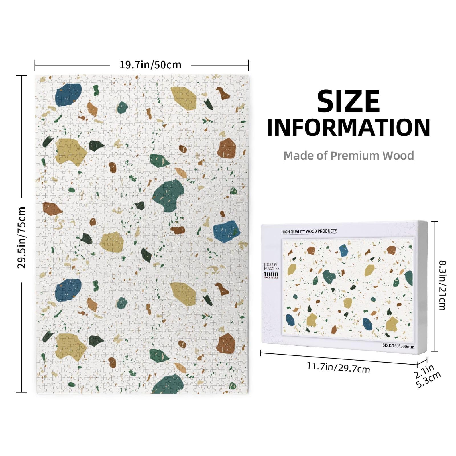 Motivo terrazzo senza soluzione di continuità, marmo italiano classico, puzzle da 1000 pezzi per adulti, puzzle impegnativi, puzzle a incastro