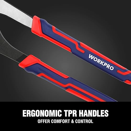 Miniatura 6 de WORKPRO Juego de 2 alicates para juntas de ranura, alicates de bomba de agua ajustables de 10 y 8 pulgadas, alicates de lengüeta y ranura de
