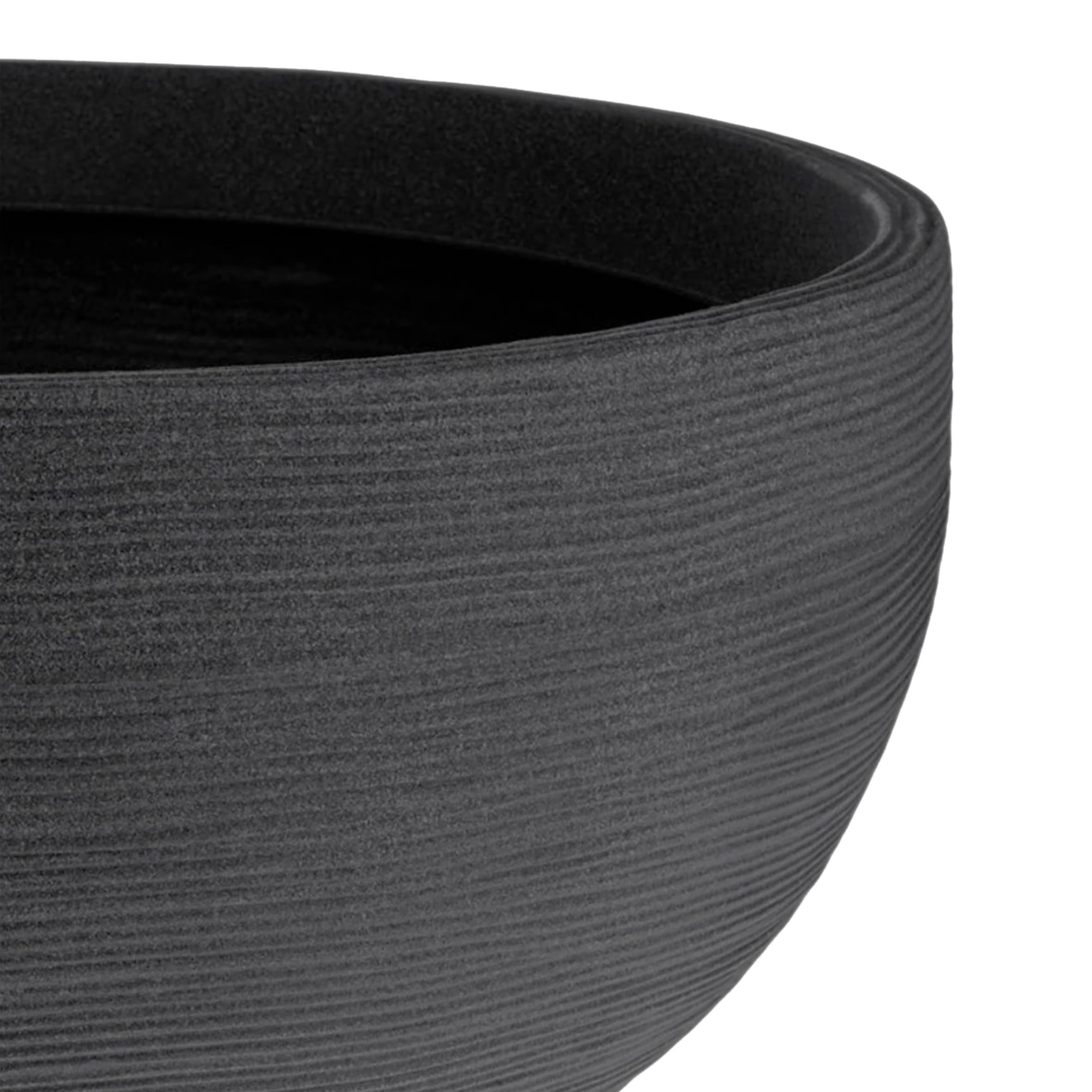 Spetebo XXL Recipiente de plantación de plástico redondo de 58 cm resistente a la intemperie - gris - Maceta grande para jardín UV resistente con patrón de ranuras - Maceta para flores y jardín para