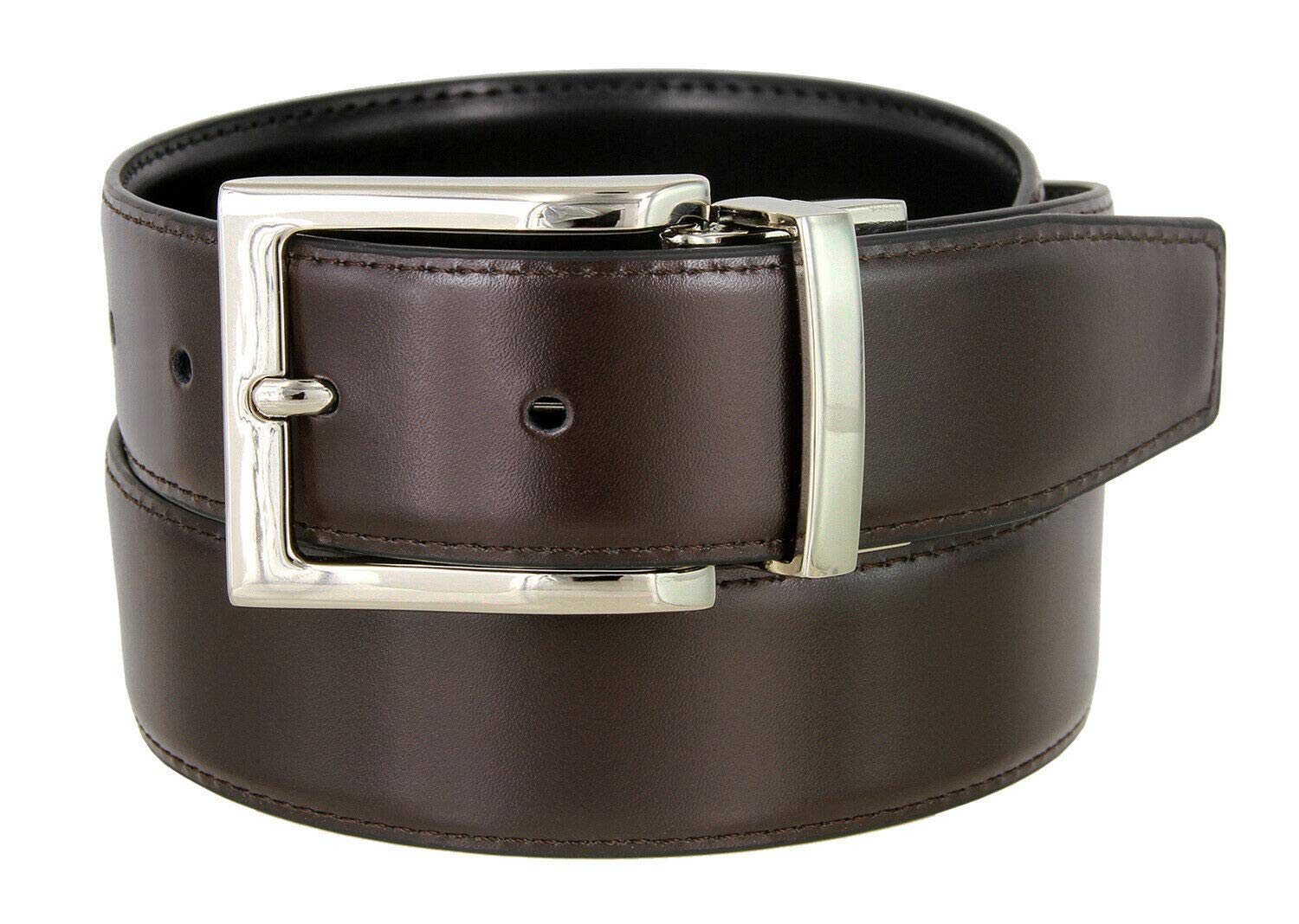 Women's Genuine Leather Reversible Rotated Buckle 1-3/8" wide Dress Casual Belt