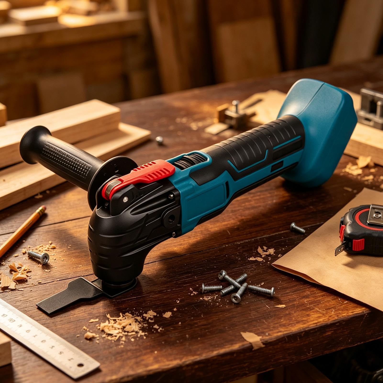 Smerigliatrice Angolare a Batteria Utensile Oscillante Per Intaglio A | Smerigliatrice Angolare Per Legno per Uso Domestico, Officina, Garage, Esterno, Metalli, Legno e Industria