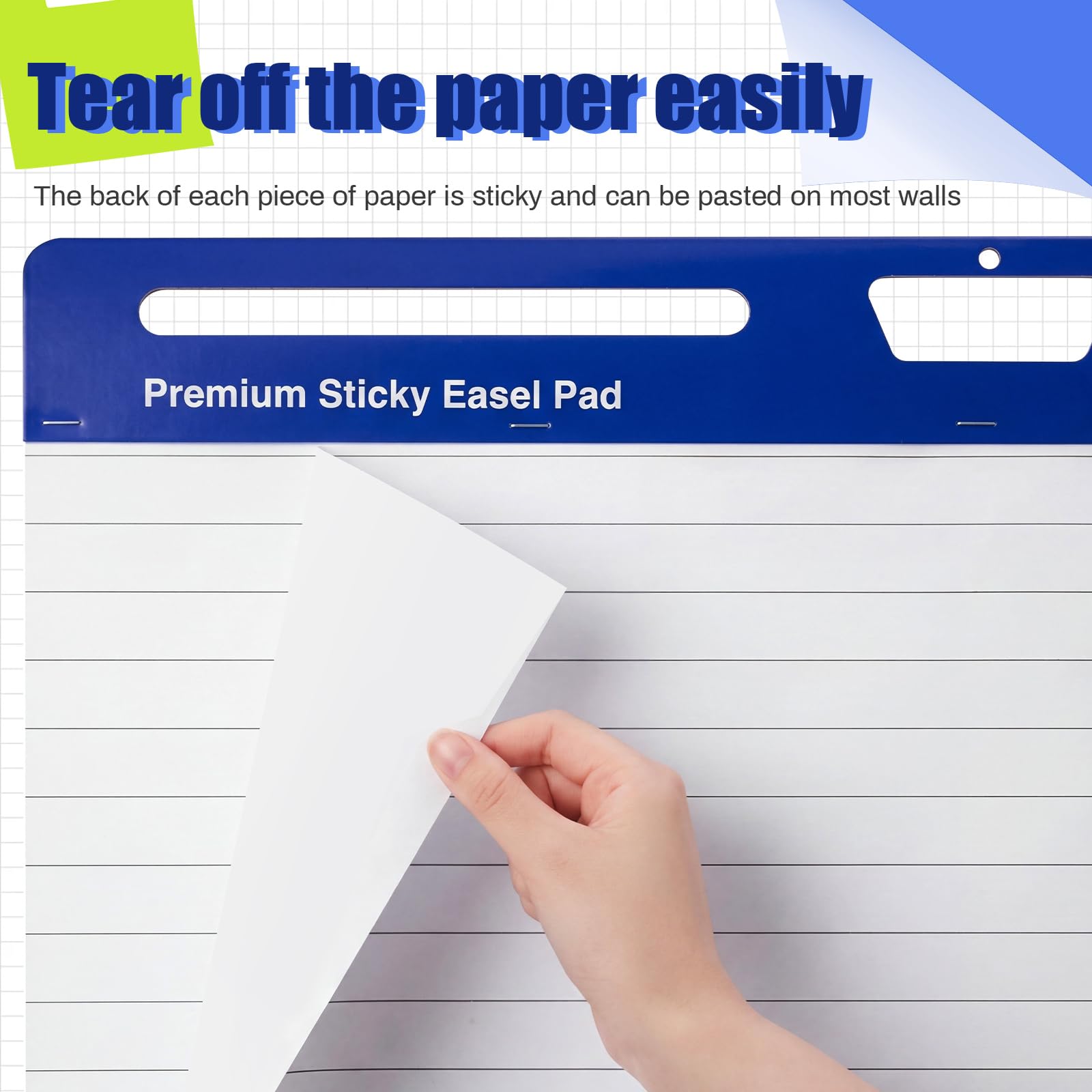 ReliThick 12 blocs de caballete súper pegajoso de alta calidad, 25 x 30 pulgadas, blanco, 30 hojas/bloc, papel de gráfico de ancla para profesores, papel para rotafolio de líneas con papel adhesivo