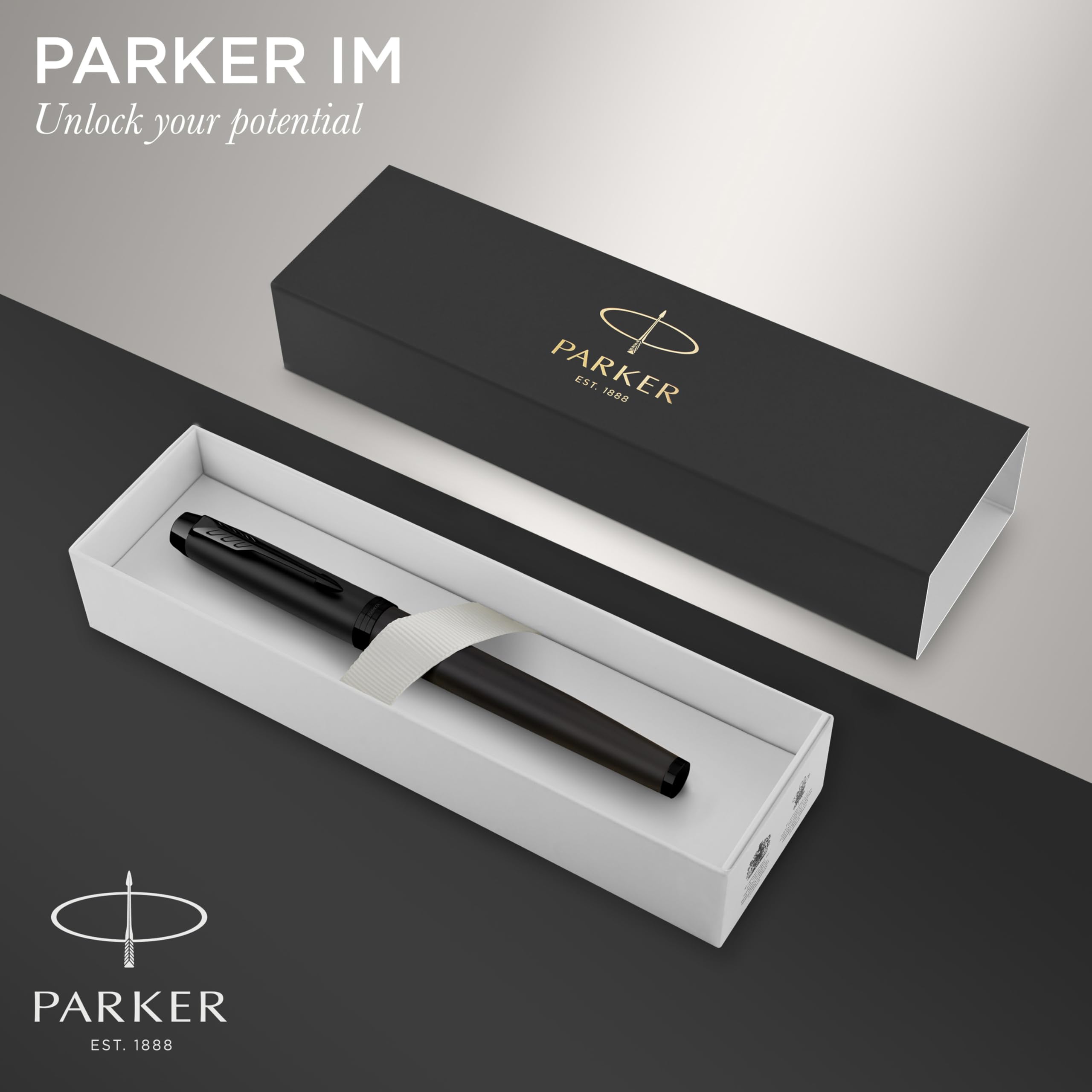 Parker IM penna roller | Nero opaco con finiture nere | Punta fine con ricarica di inchiostro nero | Confezione regalo