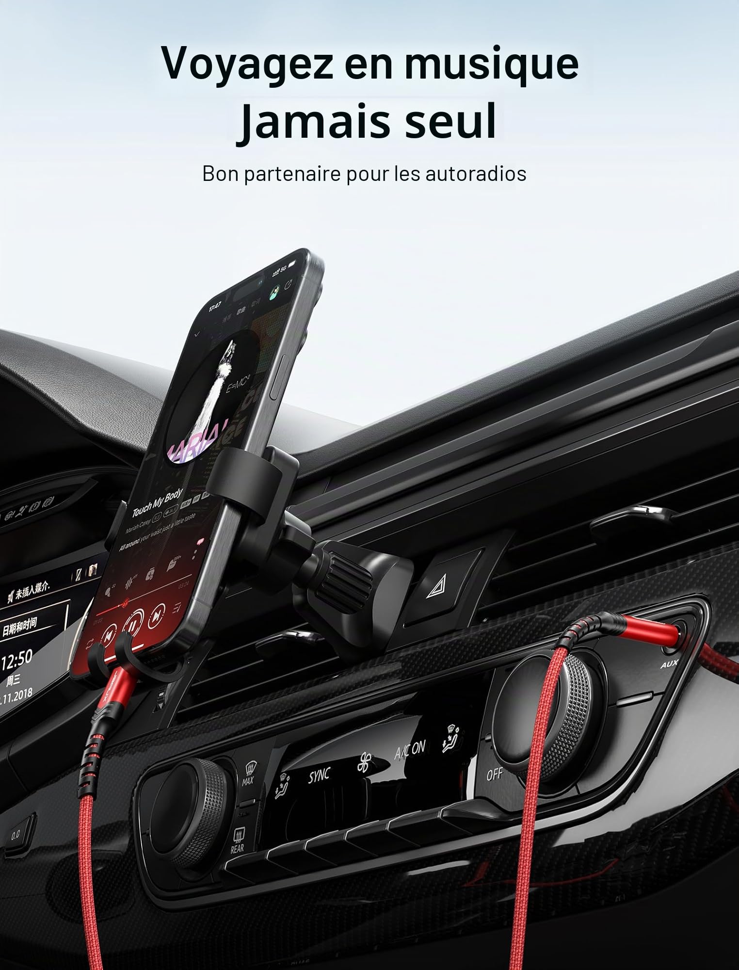 JSAUX Câble USB C vers 3,5mm Jack, Type C vers 3.5mm Mâle Adaptateur Jack Stéréo Voiture auxiliaire Compatible avec iPhone 17 Air/16/15 Pro Max, Galaxy S25 S24 S23 S22 Ultra, iPad Pro, Huawei P40