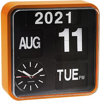 Karlsson Mini Flip Wall Clock Orange / Black 24 x 24 x 10 cm