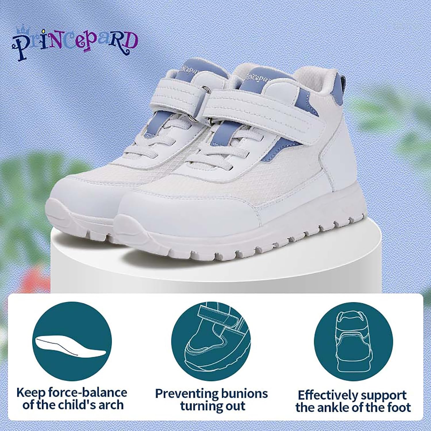 princepard Kids Orthopedic Shoes for Toddlers with Arch and Ankle Support,Mesh Breathable Corrective Sneakers