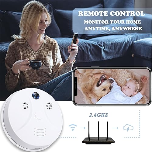 Miniatura 3 de Cámara oculta detector de humo HD 1080P solo video WiFi niñera cámara con visión nocturna detección de movimiento visión remota cámara de seguridad