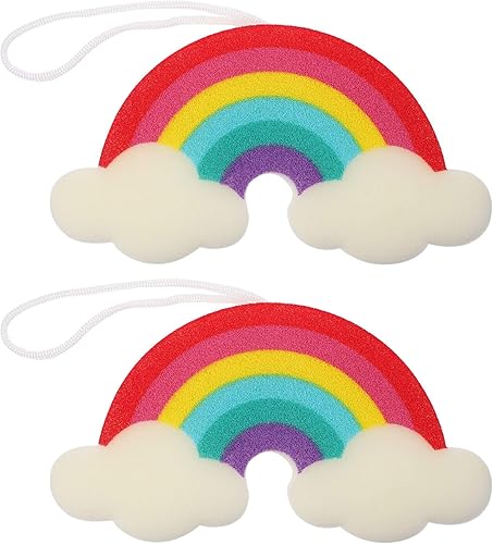 2 unids niños bola de baño Rainbow Bath Shower Sponges Baby Bath Sponge Scrubbers herramientas de baño para bola de baño arco iris niños cepillos de