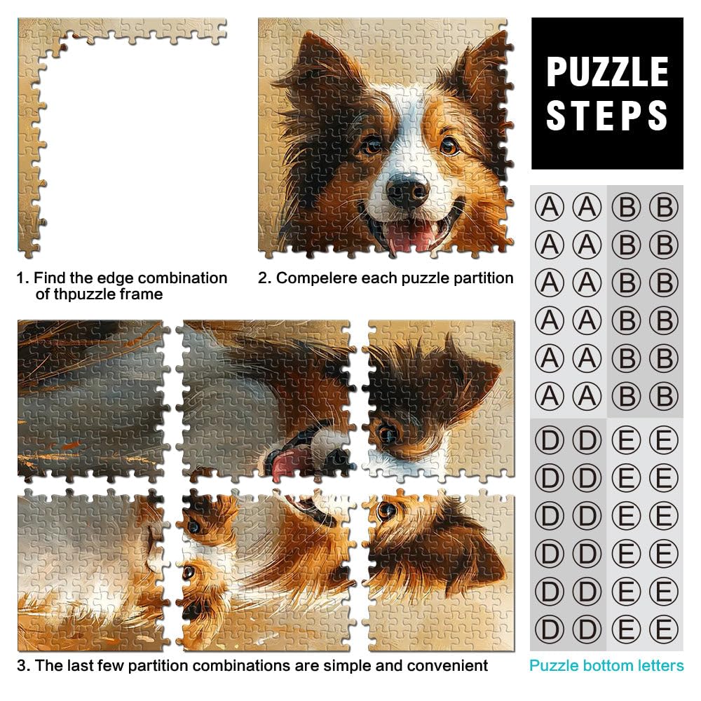 Portrait de Chiot Border Collie Puzzle pour Adultes 2000 pièces Casse-tête pour Car C'est Un pour Toute la Famille 70x100cm