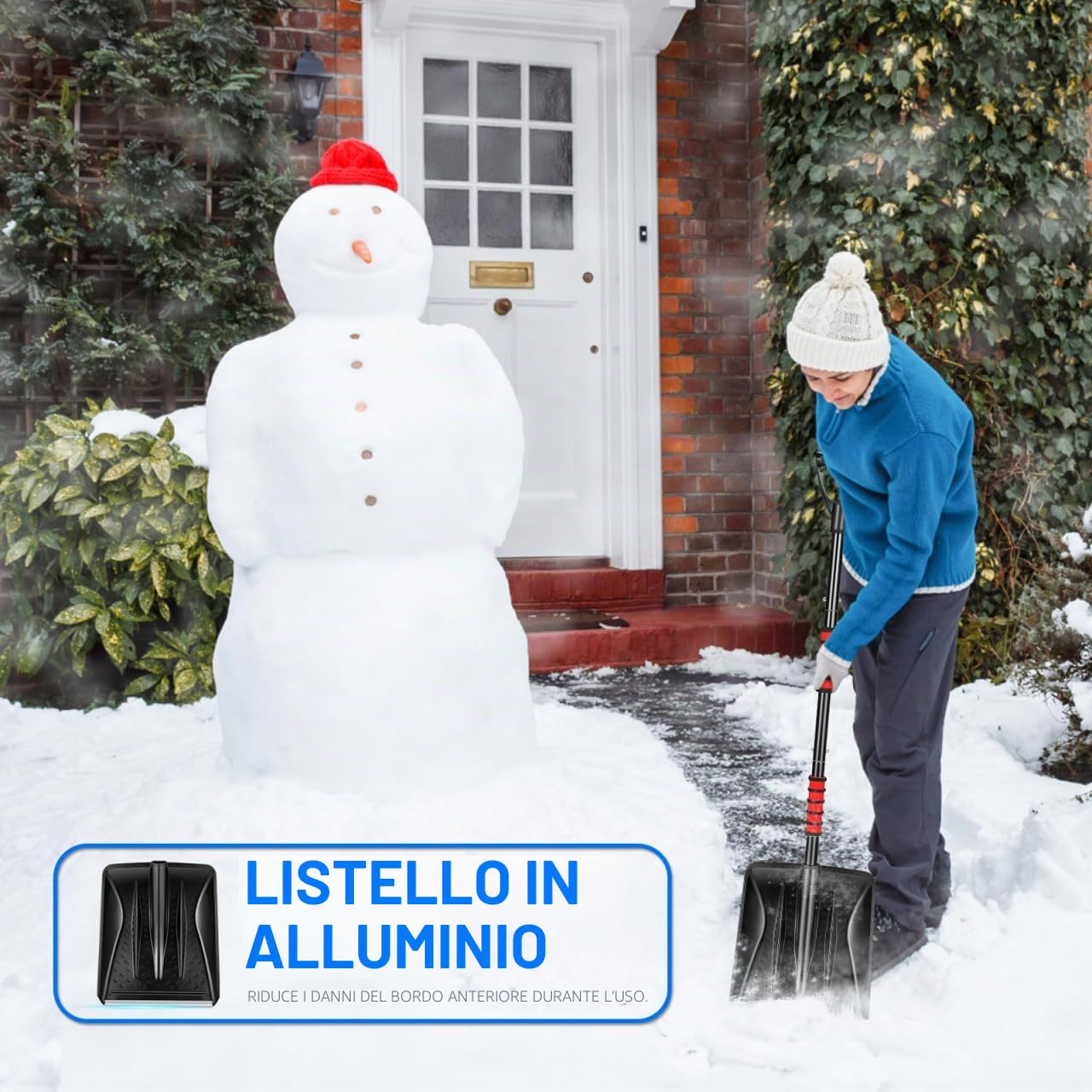 YARNOW Pala da Neve Pala da Neve in Staccabile Rimovibile Portatile per Pala da Ghiaccio con Impugnatura a D E Lama in Alluminio per Giardino da Campeggio