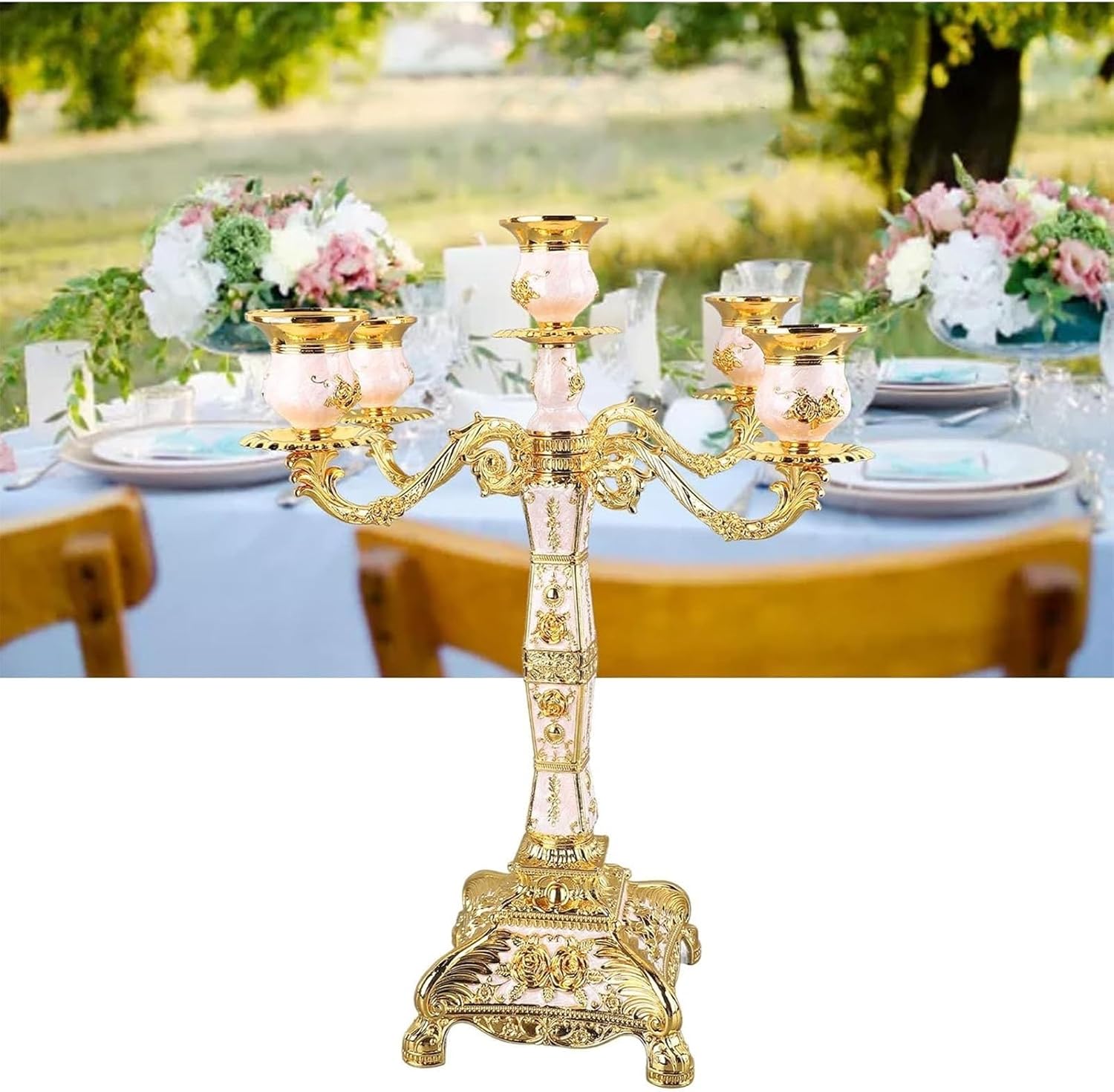 Candle Holder - Candelabra, Retro Candlestick Holders, Candlesticks Stand for Candlelight Dinner(Silver,3 arms)