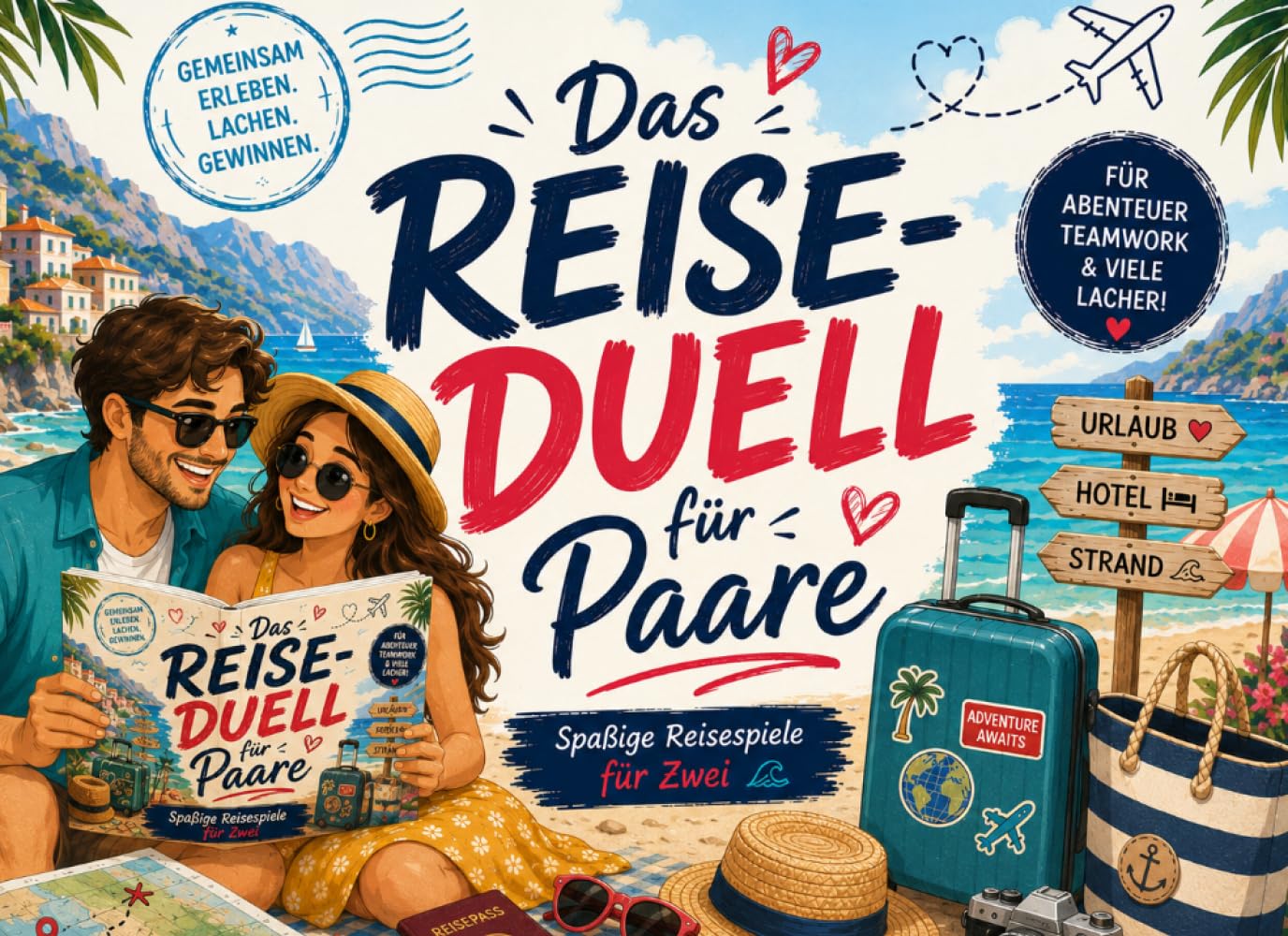 Das Reise-Duell für Paare: Spaßige Reisespiele für Zwei mit Stift & Papier | Perfekt für Urlaub, Hotel & Strand.