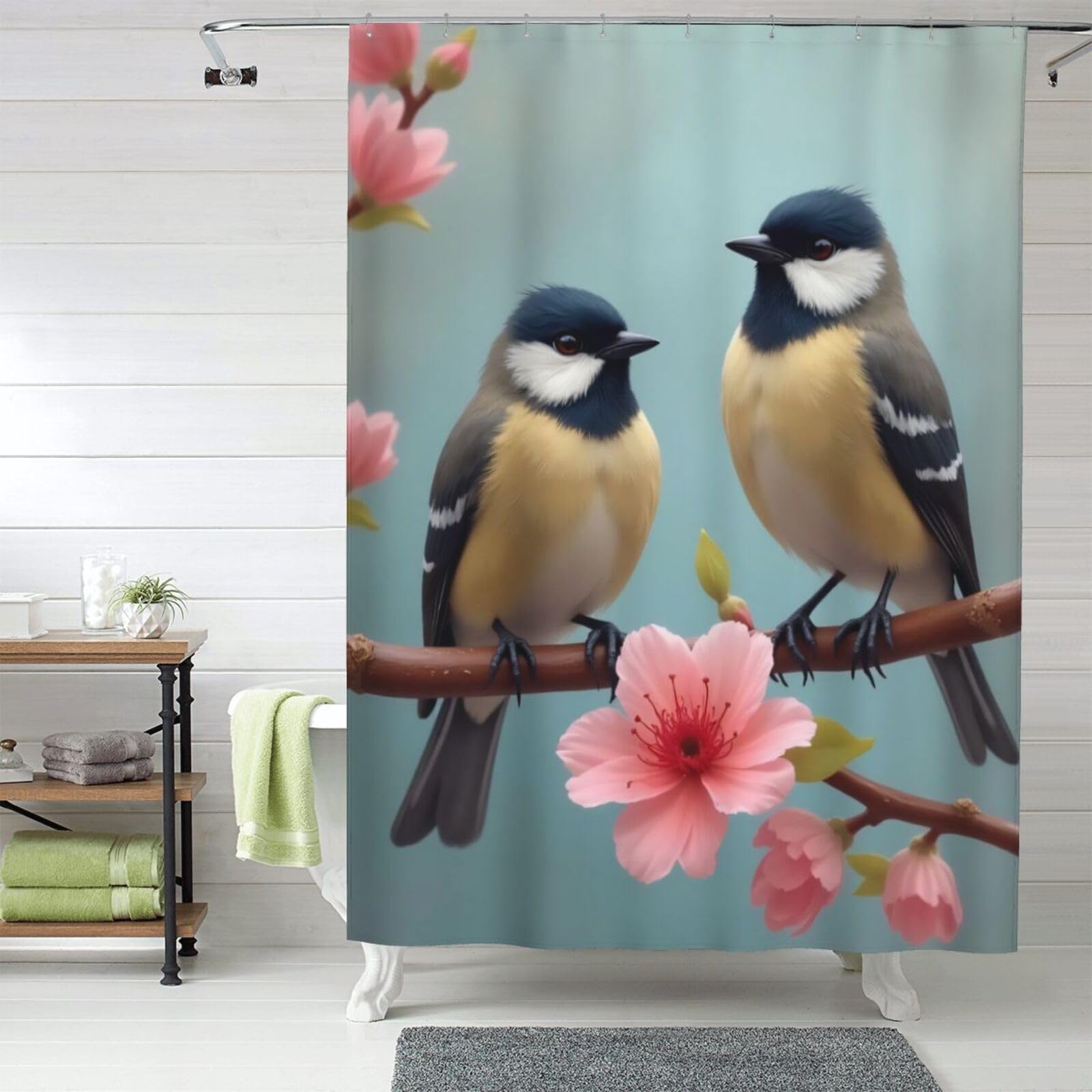 Rideau de douche en tissu opaque 152,4 x 183 cm avec crochets inclus