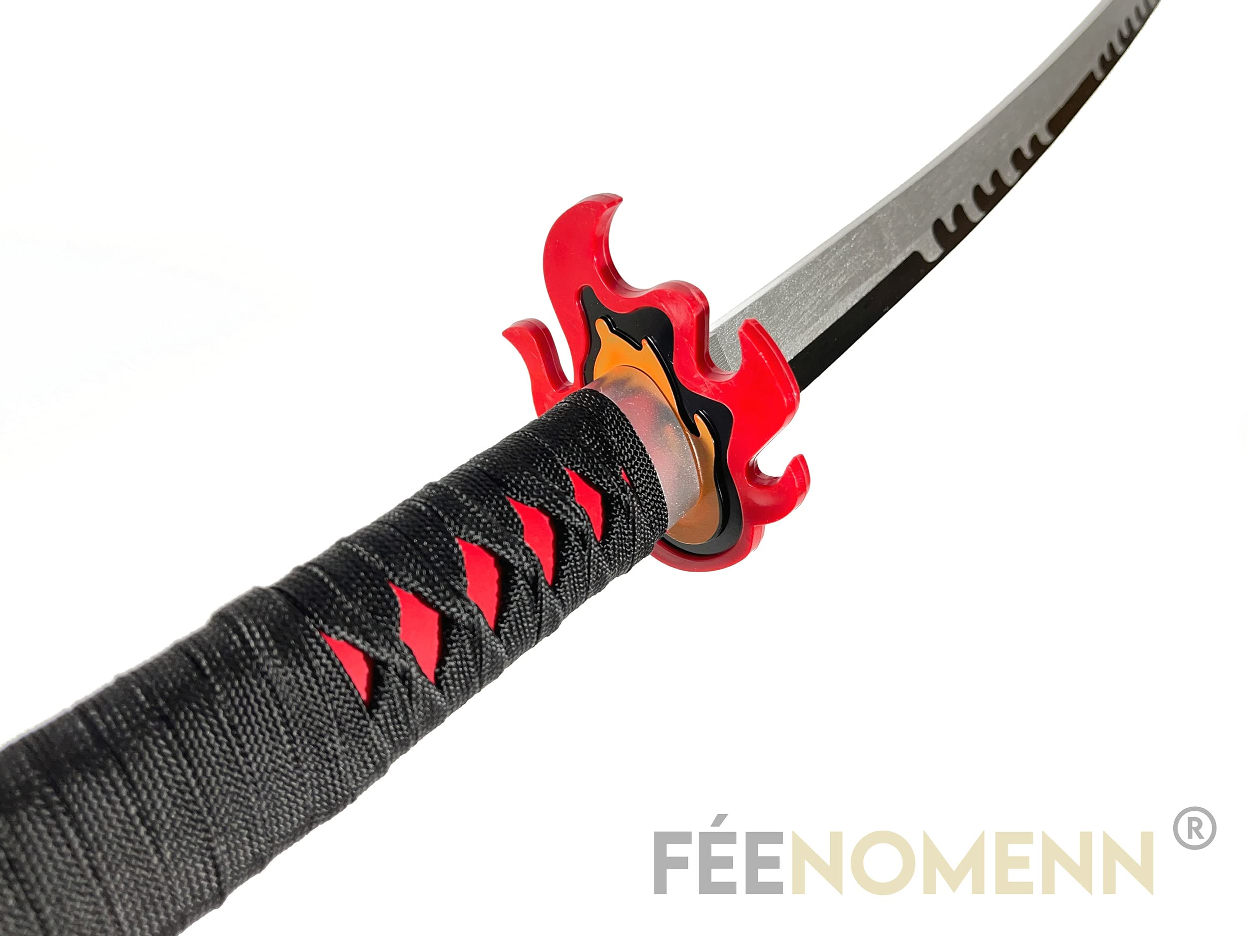 Katana Tanjiro Kamado Red Nichirin - Miecz Drewniany Ostrze - Japoński Stojak W zestawie