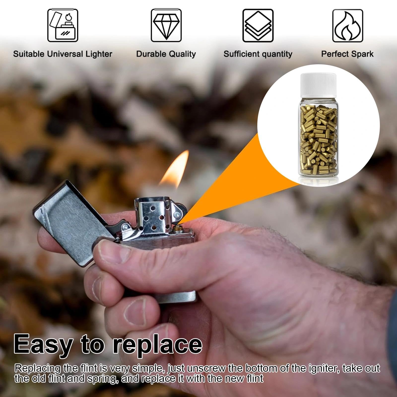 Pierre A Zippo Lot De 300 Pierres à Feu Pour Briquet - Compatible Clipper Et Zippo - Doré - Étincelles Puissantes Pierre Pour Briquet A Gaz