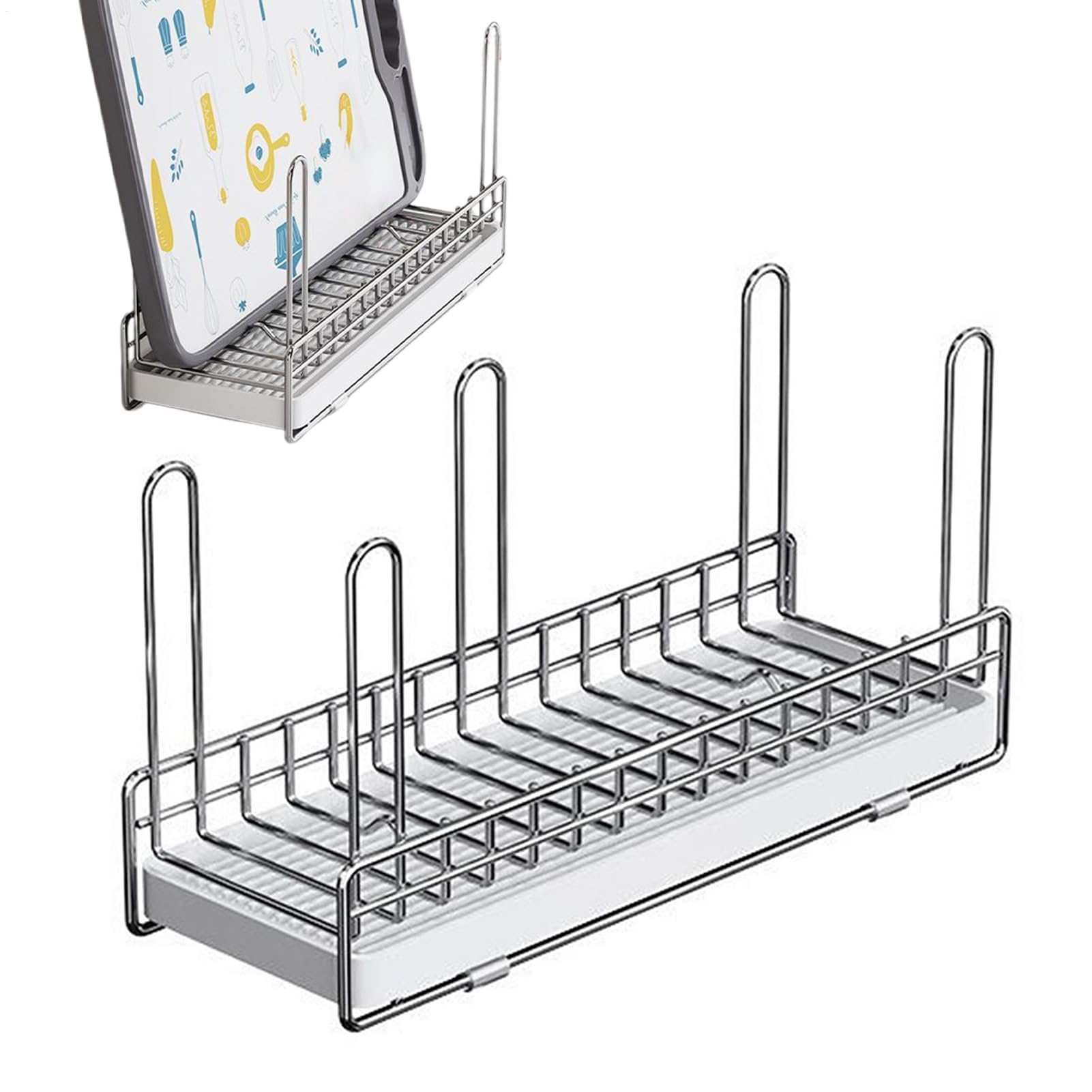 Scolapiatti compatto in acciaio inox e vetro, 29 x 10 x 15 cm, ideale per tazze, tazze e bicchieri, soluzione salvaspazio per la cucina