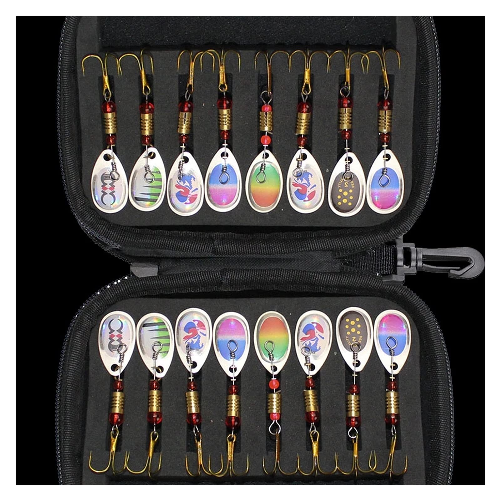 Señuelos de Pesca Fuerza de Pesca Spinners Cebo Cuchara Conjunto con Bolsa de Tackle Trout Bass Bass Salmon Pike Walleye Pesca al Aire Libre Tackle 16pcs Cebos Artificiales