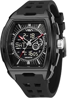 Impact 50mm Analog Digital Watch for Men | Tonneau Sports Case Design | Alarm Stopwatch Countdown Dual Time | TPU Strap | 50M Water Resistant | Gift for Men