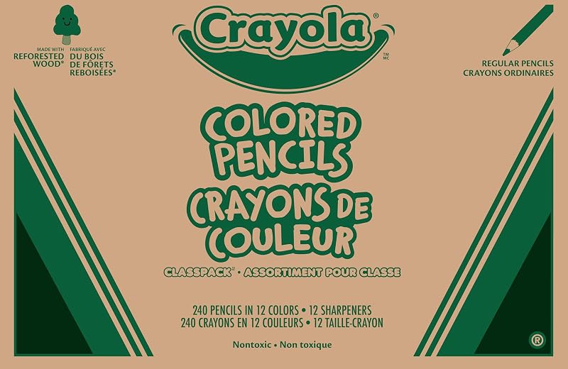 Crayola Colored Pencils Classpack (240ct), Teacher Must Haves, Classroom Essentials, Bulk Colored Pencils for Kids, 12 Colors, Back to for School Coloring Supplies | Teacher Must Haves, Classroom Essentials, Bulk Colored Pencils for Kids, Back to School Coloring Supplies