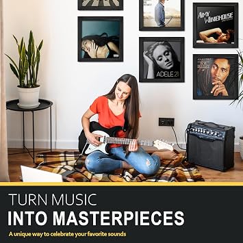 Vinyl Record Frame for the Wall, 1 Pack Vinyl Record Display Frame, Album Frames for 12x12 Inch LP Album Cover (Black)