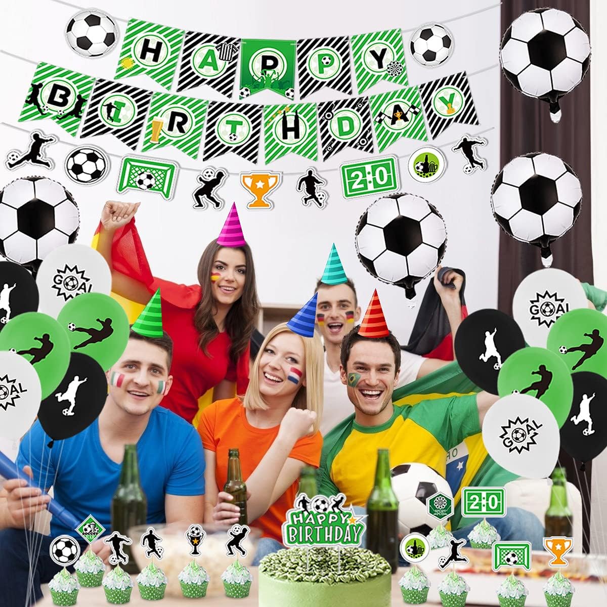 Football Party Decorations, Including Happy Birthday Banners, Football Element Flag, Football Theme Balloons - Image 4