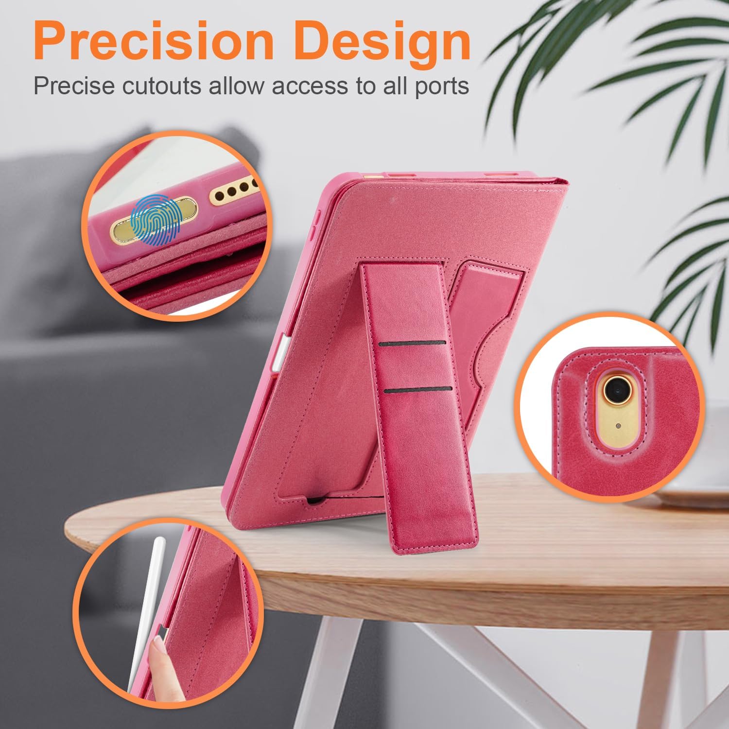 Protective case for iPad (A16) 11th Generation 11-inch 2025 / iPad 10th Generation 10.9-inch 2022 (with Built-in Pen Holder) (Multi-Angle Viewing) (Red)