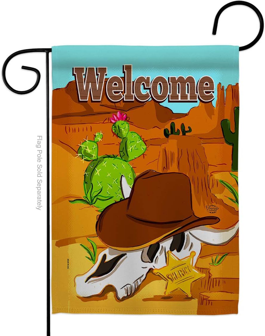Welcome Longhorn Skull Garden Flag Regional Southwest Desert Cactus Country Succulent Particular Area House Decoration Banner Small Yard Gift Double-Sided, Made in USA