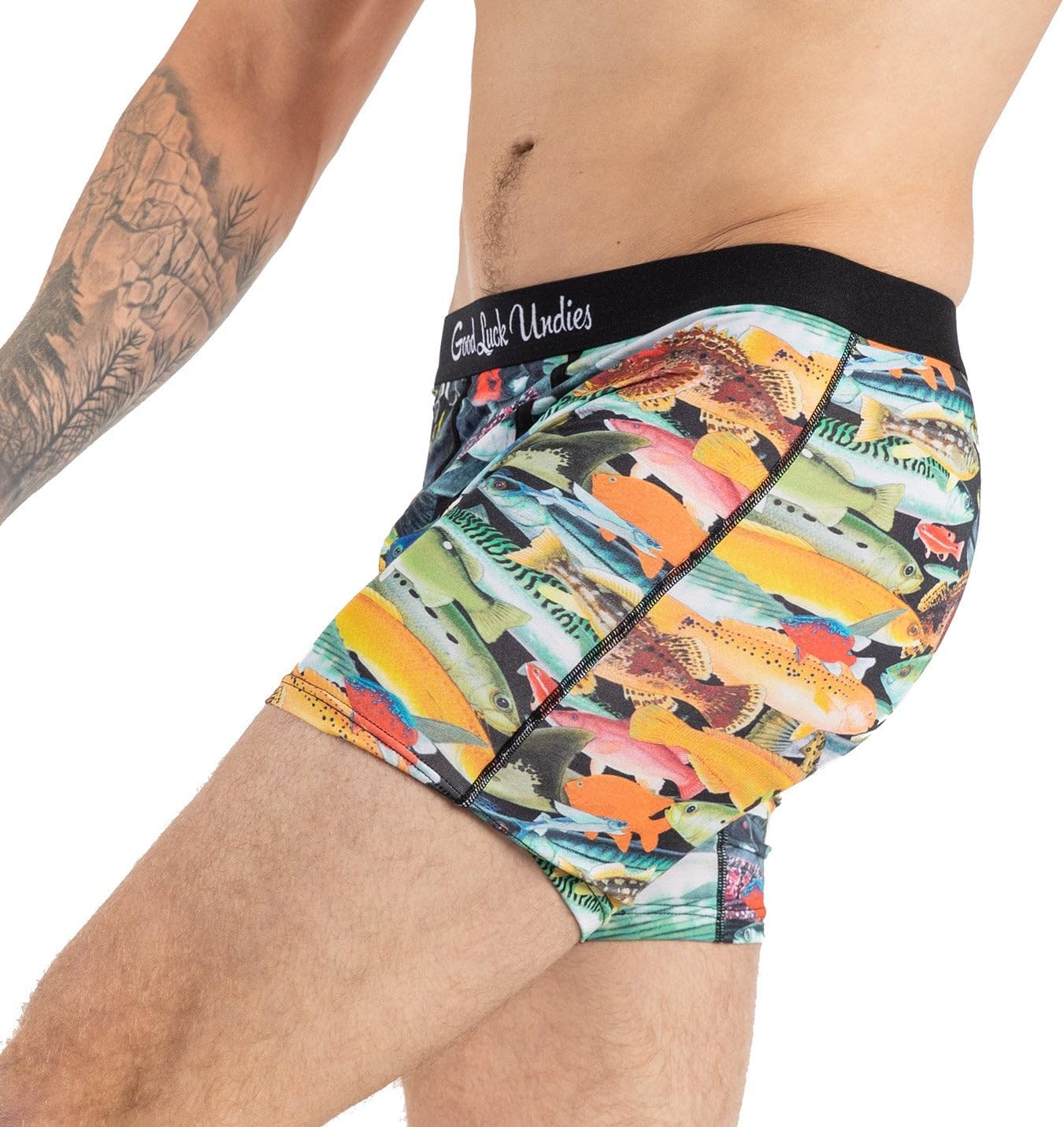 Good Luck Undies Men's Fish and Ocean Animal Boxer Brief Underwear - Image 5