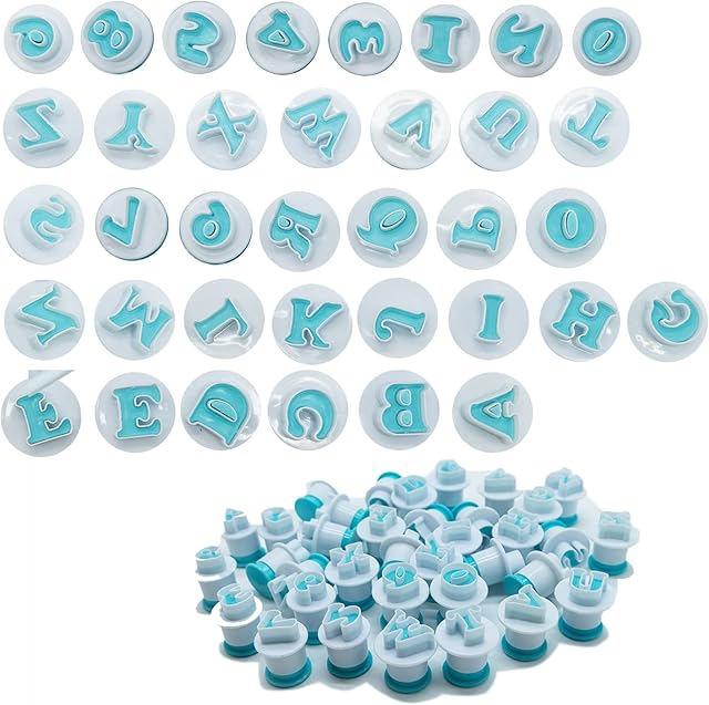36 Pieces Alphabet&Number Cookie Cutter Icing Letter Cutters Fondant Cake Decorating Cutter Biscuits Embosser Baking Mold for Wedding Birthday Christmas Baby Shower Party Cake Decoration(Capital)