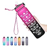 Hyeta 32 oz Water Bottles with Times to Drink and Straw, Motivational Water Bottle with Time Marker, Leakproof, Drinking Sports Water Bottle for Fitness, Gym and Outdoor