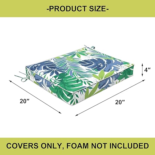 Miniatura 3 de DYTXIII Fundas de cojín de patio de 20 x 20 x 4 pulgadas, fundas de asiento para sillas de exterior solo con cremallera, fundas de cojín resistentes