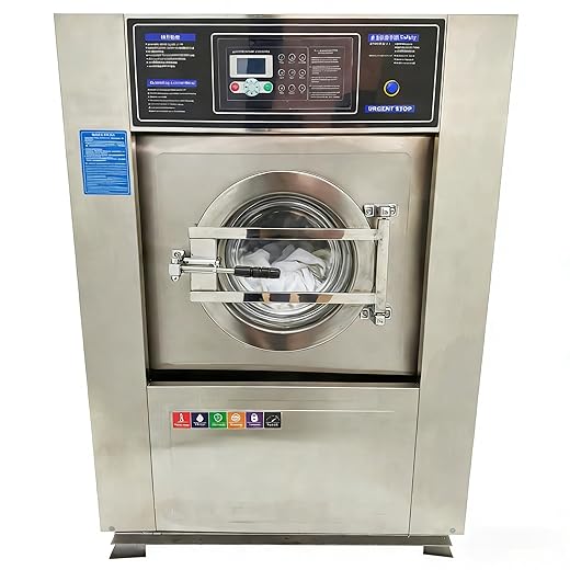 Industrial Front Load Washer Dryer Combo All-in-One Washing Machine with Wash, Spin & Dry 44LBS SUS304 Stainless Steel, Commercial Laundry Machine for Hotel/Hospital/Laundry Shop 220V 60Hz