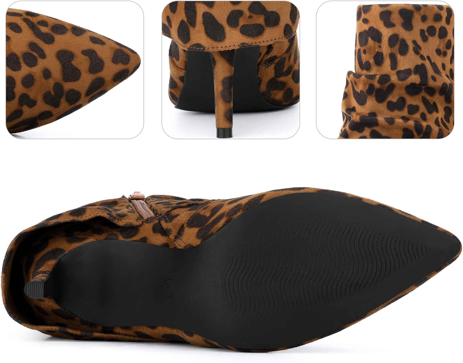 Perphy Pointed Toe Fold Over Stiletto Heel Slouch Ankle Boots for Women