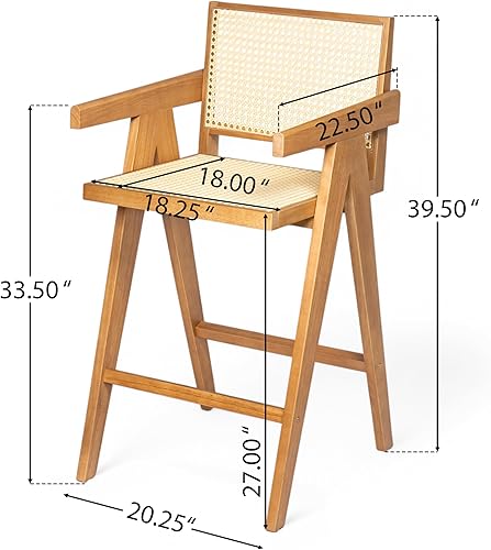 Miniatura 3 de Taburetes de bar, sillas de comedor, juegos de mesa y sillas, escritorio - Taburete de respaldo de plástico de caña tejida de 27 pulgadas de altura