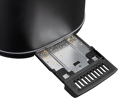 Miniatura 2 de Bestron Tostadora para 2 rebanadas de pan, incl. tapa para sándwich, 7 niveles de dorado y bandeja para migas, 800 vatios, diseño negro y madera,