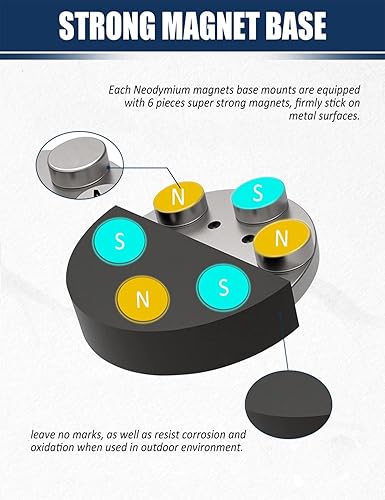 Miniatura 2 de Soportes magnéticos recubiertos de goma, base magnética de neodimio con pernos roscados M6 imanes de goma para barra de luz LED, herramienta de