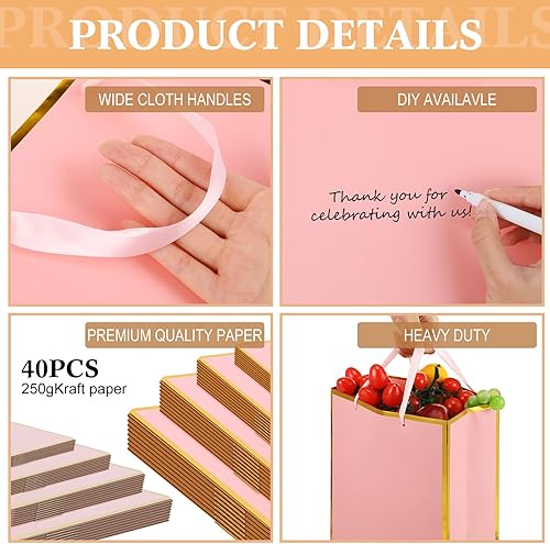 Miniatura 29 de PerKoop Paquete de 40 bolsas de regalo de Navidad de papel kraft con asas, 4 tamaños, envoltura de regalo, bolsas de compras de postres para regalos